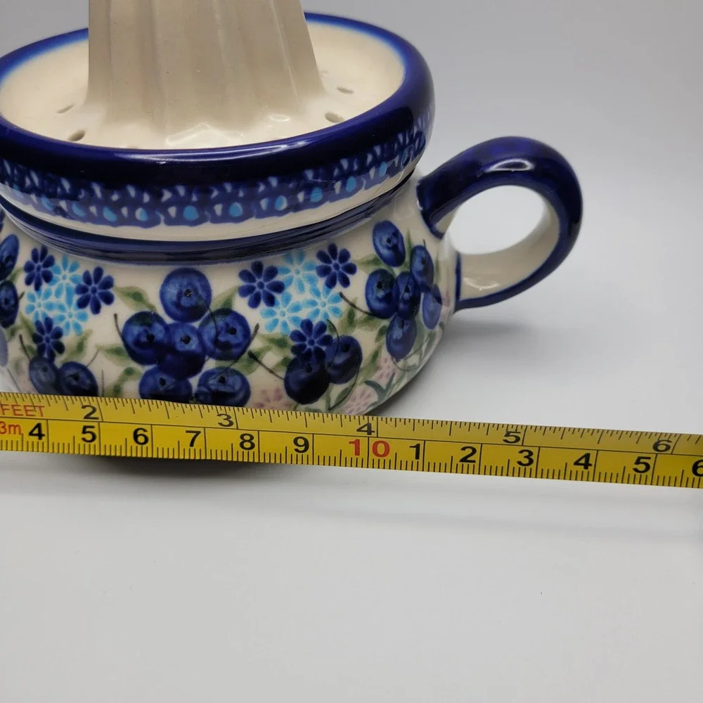 Kalich Polish Pottery Citrus Juicer Unikat Blueberry Floral Julia D‎ Boleslawiec